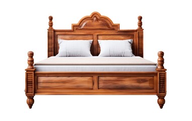 Traditional wooden bed, Wooden bed isolated on white background.