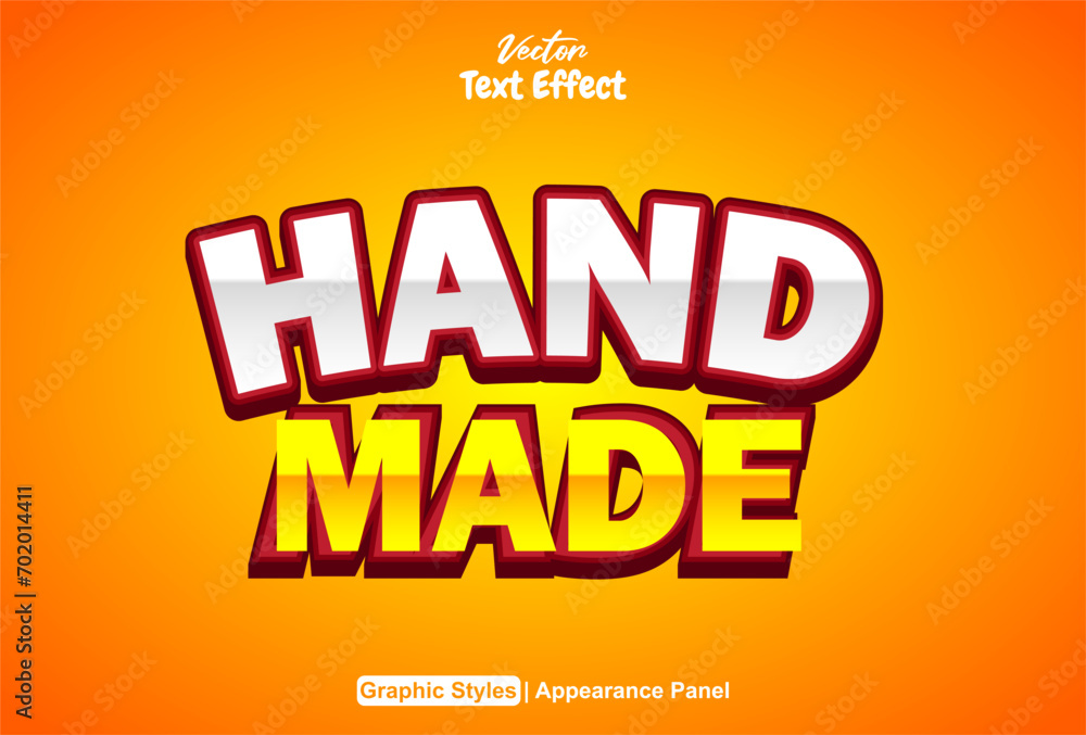 Poster handmade text effect with graphic style in orange and editable.
