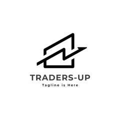 Trade Trader Logo Template. Graph Chart Upward Arrow Financial Icon Vector Illustration