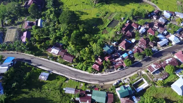Aerial village around Moni Village near the Kelimutu National Park in East Nusa Tenggara, Indonesia. 