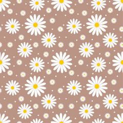 Simple and Cute Daisy, Chamomile Seamless Floral Pattern. Suitable for Accessories, Home D&eacute;cor, Stationary, Textile & Fabric, Wallpaper, Website or any other Printing Purposes. Vector Illustration.