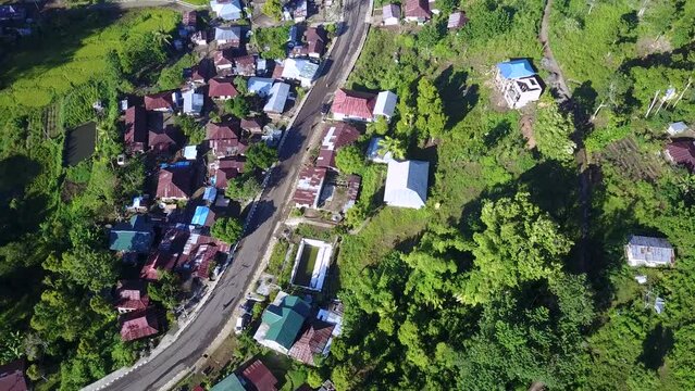 Aerial village around Moni Village near the Kelimutu National Park in East Nusa Tenggara, Indonesia. 
