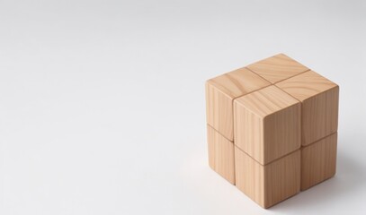 Wood cube on white background from AI Generative