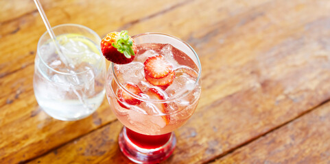 Strawberry ade, cool drink in a cup