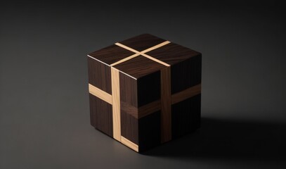 Obraz premium Wood cube on black background from AI Generative