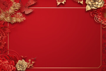 border of chinese new year card with empty space design,chinese new year background ,Generated By Ai