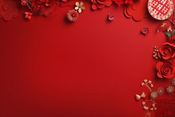 border of chinese new year card with empty space design,chinese new year background ,Generated By Ai