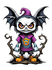  Cartoon monster scary in halloween costume on transparent background illustration