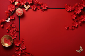 chinese new year card with empty space design,chinese new year background ,Generated By Ai