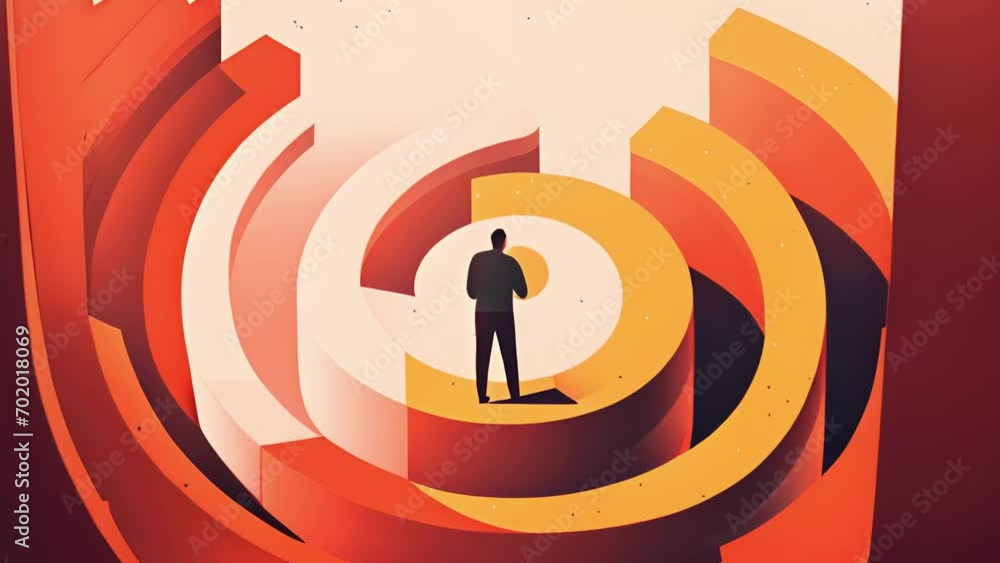 Poster a person is stuck in a pattern of procrastination unable to take the necessary steps towards their g