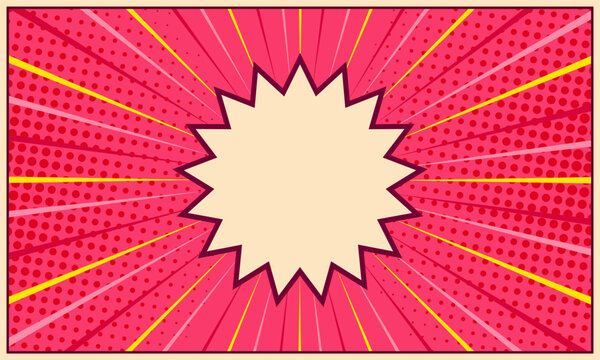 Blank comic cartoon pink background with spech bubble. vector illustration