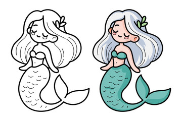 learn to color, beautiful mermaid coloring book