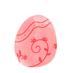 pink easter egg watercolor isolated on transparent or white background