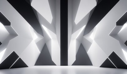 3D glowing white techno abstract background overlap layer on dark space from AI Generative
