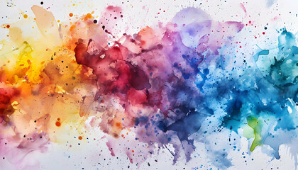 Watercolor rainbow abstract splash romantic and creative background design.