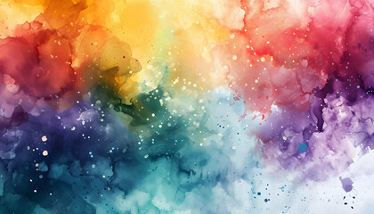 Watercolor rainbow abstract splash romantic and creative background design. - obrazy, fototapety, plakaty