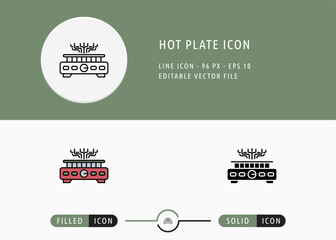 Hot Plate Icon Isolated on White Background. Electric Stove Thin Line Symbol Stock Vector Illustration For Mobile App And Web Design.