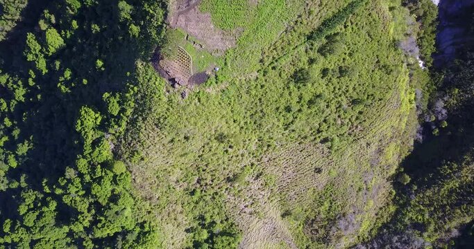 Drone View of Mount Inerie and surrounding jungle areas in East Nusa Tenggara, Indonesia. 
