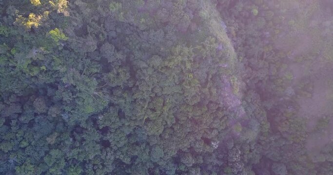 Drone View of Mount Inerie and surrounding jungle areas in East Nusa Tenggara, Indonesia. 
