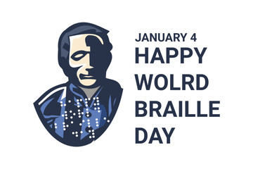 January 4. Happy World Braille Day vector illustration. Suitable for greeting card, poster and banner.