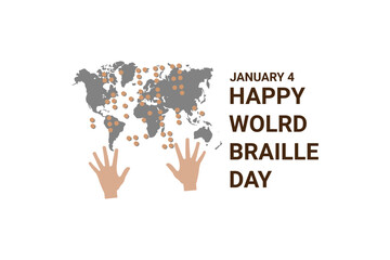 January 4. Happy World Braille Day vector illustration. Suitable for greeting card, poster and banner.