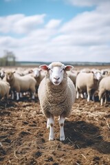 Obraz premium A sheep with a curious gaze, seemingly captivated by something in the distance.