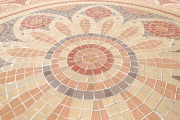 Beautiful ceramic tiles floor on walkway