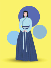 Tang Hanfu Dress Women Chinese Traditional Ancient Costume vector illustration.