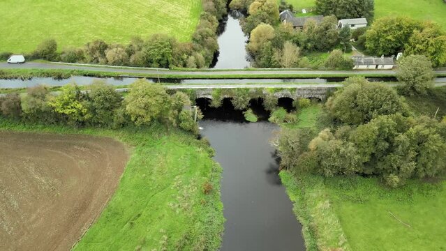 Green grand canal Leinster aqueduct Sallins Co Kildare Ireland aerial
