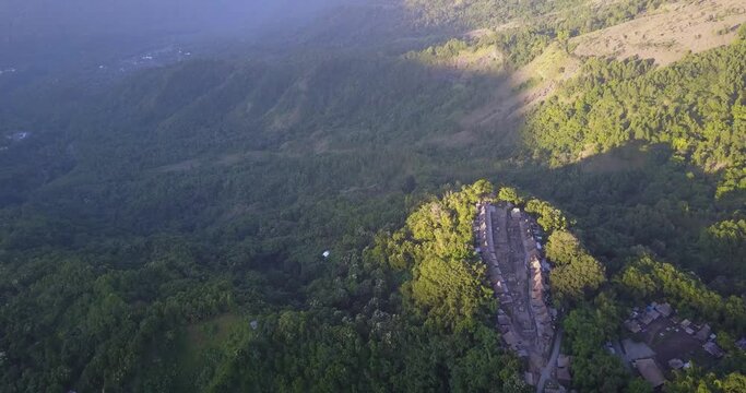 Morning View of of the Bena Traditional Village and surround areas in East Nusa Tenggara, Indonesia. 