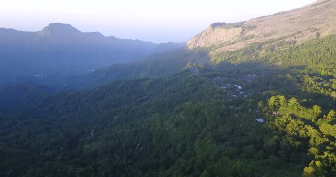 Morning View of of the Bena Traditional Village and surround areas in East Nusa Tenggara, Indonesia. 