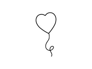 Love Balloon Line Art Illustration
