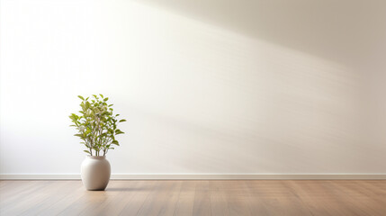 シンプルな部屋と観葉植物と日差し Simple room, green plants and sunshine