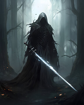 grim reaper in the dark