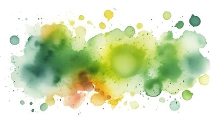 Colorful abstract watercolor texture with splashes and spatters. Watercolor impressions on a white background. abstract Watercolor drips and splatters in shades of green, yellow, blue. 