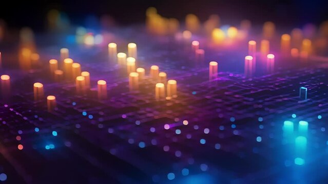 A visualization of quantum superposition and interference within the layers of a neural network structure, creating a complex and dynamic pattern of data processing.