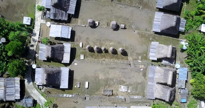 Drone View of the Luba Traditional Village in East Nusa Tenggara, Indonesia. 