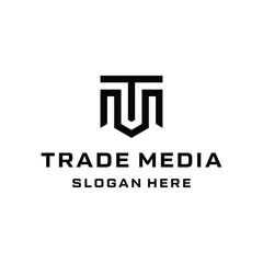 Initial Letter M MT TM T Monogram with Simple Geometric Line Art Style For Business Brand Inspiration Logo Design.