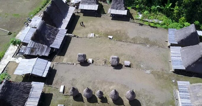 Drone View of the Luba Traditional Village in East Nusa Tenggara, Indonesia. 