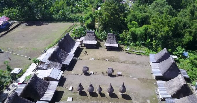 Drone View of the Luba Traditional Village in East Nusa Tenggara, Indonesia. 