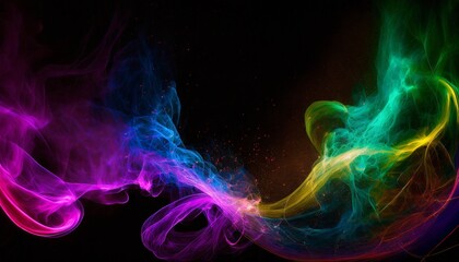 Fototapeta premium カラフル 煙 黒 背景