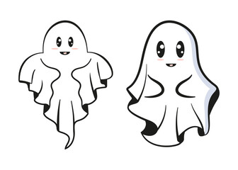 Obraz na płótnie Canvas Ghost mascot cartoon cute character vector illustration isolated on white background