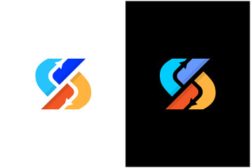 Technology logo design with modern and futuristic visual impact. Logo design also represents the stylized letter S. - obrazy, fototapety, plakaty