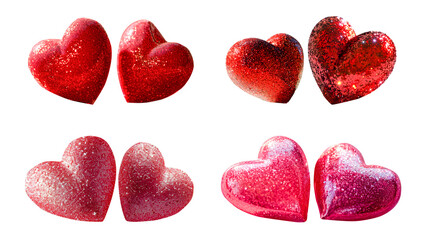 Set of red hearts isolated on white