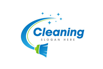 Cleaning Service Business Logo Symbol Icon Design. Abstract broom or sweep vector icon symbol - obrazy, fototapety, plakaty