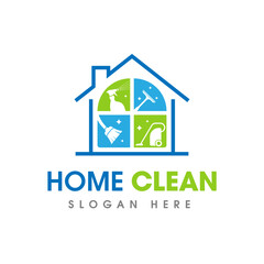 House Cleaning Service Business Logo Symbol Icon Design Template