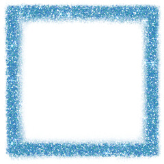 Blue glitter square frame. blue sparkle.Square frame on transparent background.