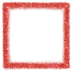 Red glitter square frame. Red sparkle.Square frame on transparent background.