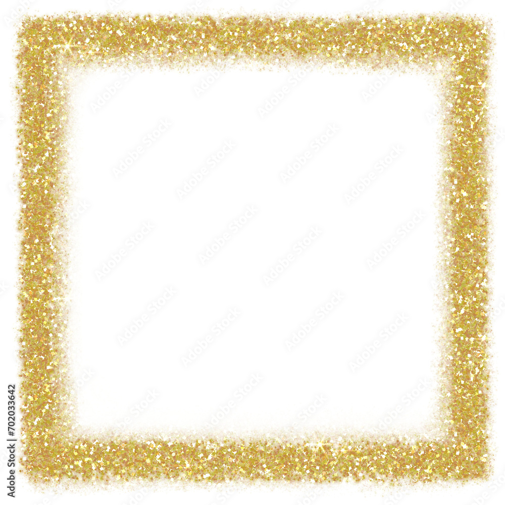 Wall mural gold glitter square frame. golden sparkle.square frame on transparent background.