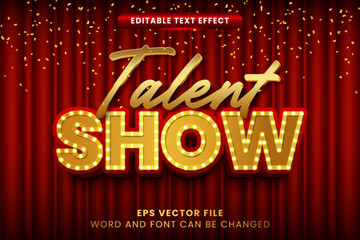 Talent show golden 3d editable vector text effect